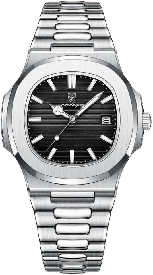 Boedogaer Black Dial Luxury Steel Watch – Men's Edition